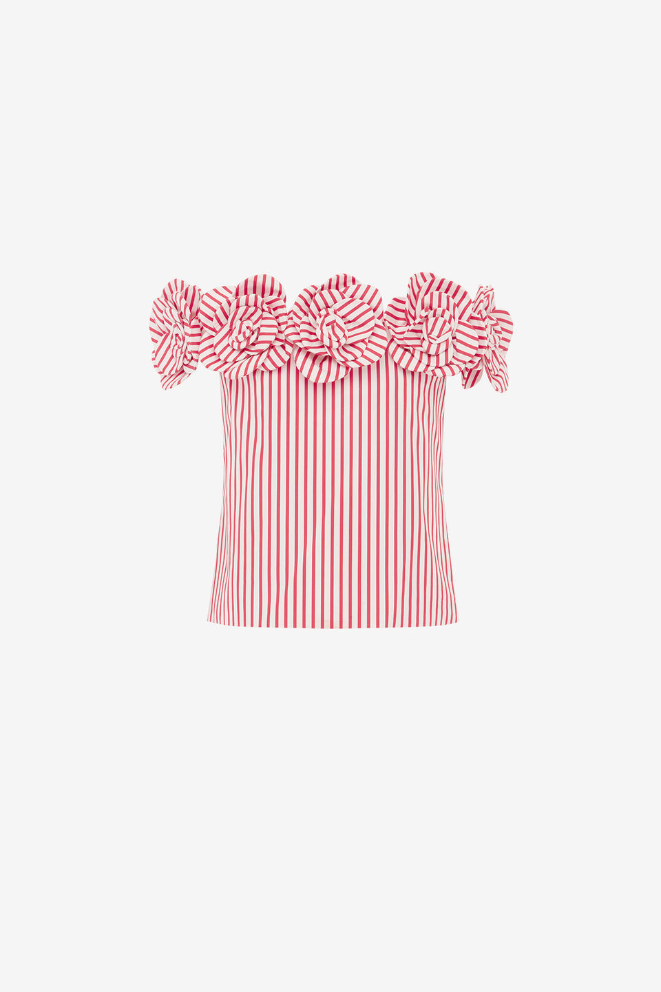 Exclusive LEO LIN McKayla Off-Shoulder Top - Stripes in Scarlet