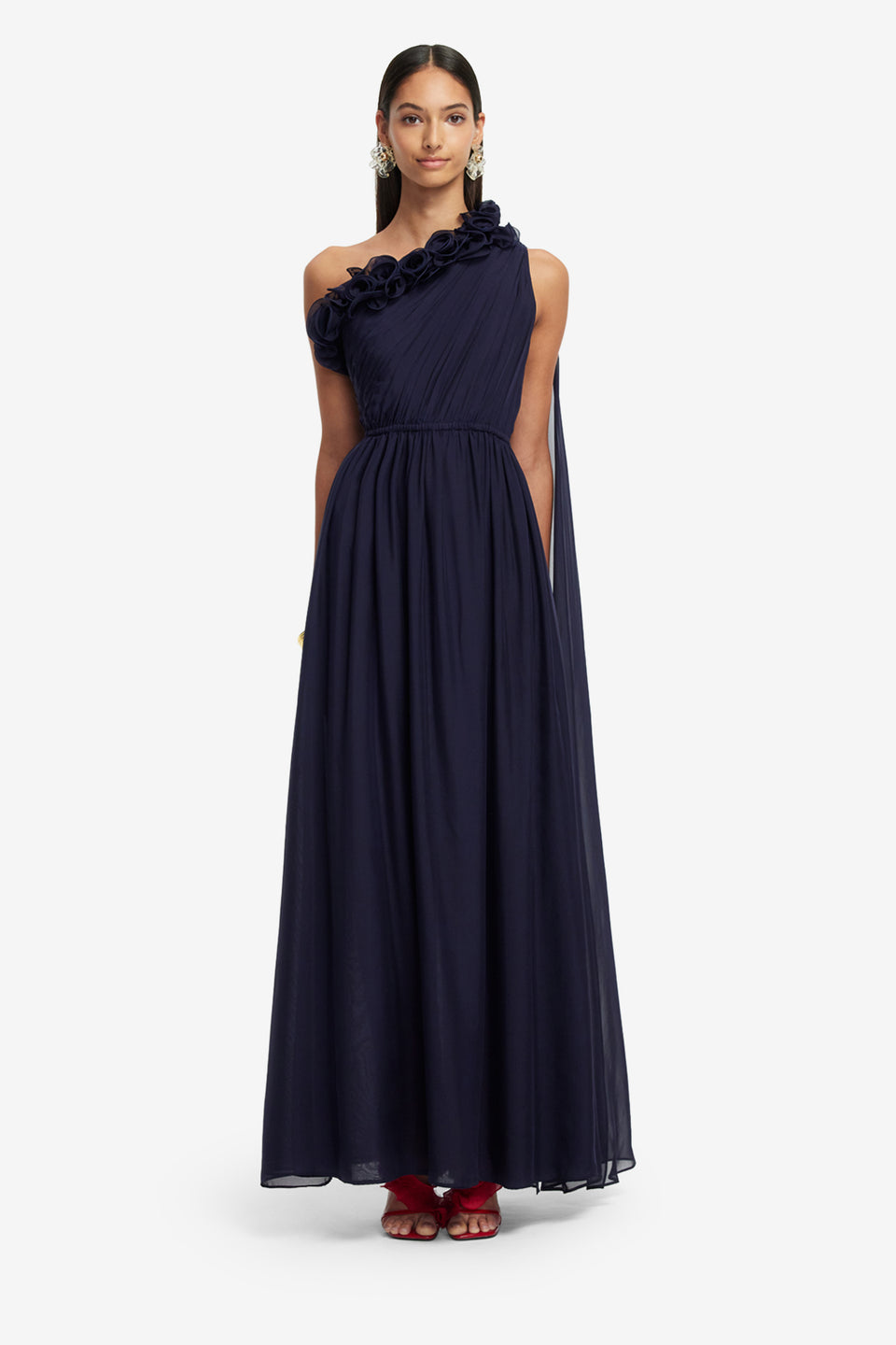 Exclusive LEO LIN Jenni One Shoulder Maxi Dress - Indigo