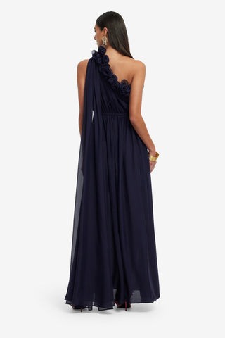 Exclusive LEO LIN Jenni One Shoulder Maxi Dress - Indigo