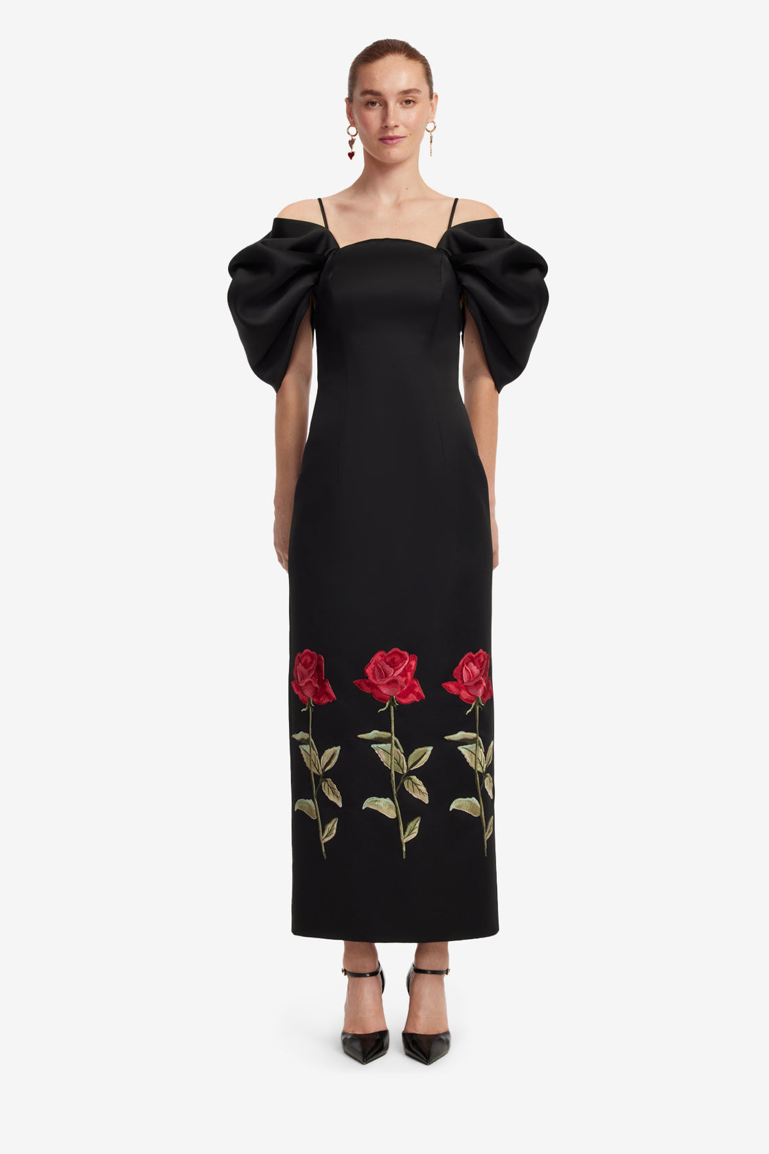 Exclusive LEO LIN Arabella Embroidered Maxi Dress - Ebony