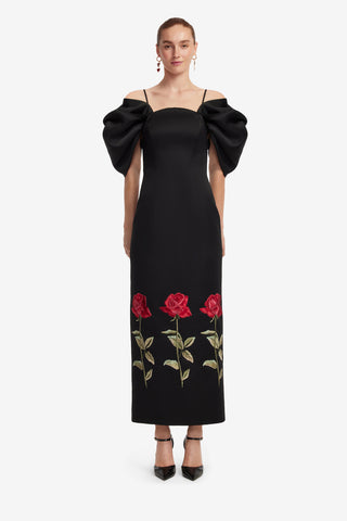 Exclusive LEO LIN Arabella Embroidered Maxi Dress - Ebony