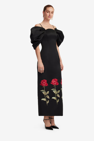 Exclusive LEO LIN Arabella Embroidered Maxi Dress - Ebony