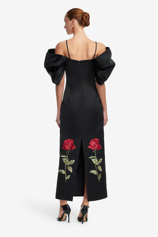 Exclusive LEO LIN Arabella Embroidered Maxi Dress - Ebony