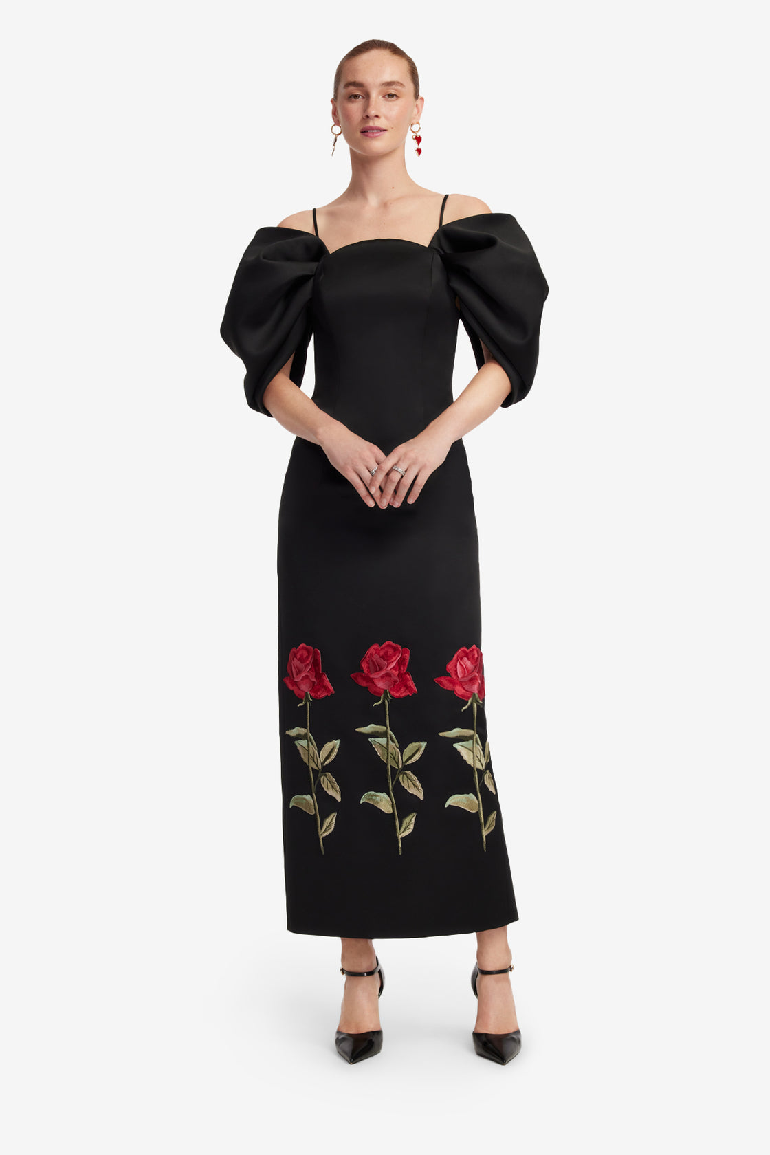 Exclusive LEO LIN Arabella Embroidered Maxi Dress - Ebony