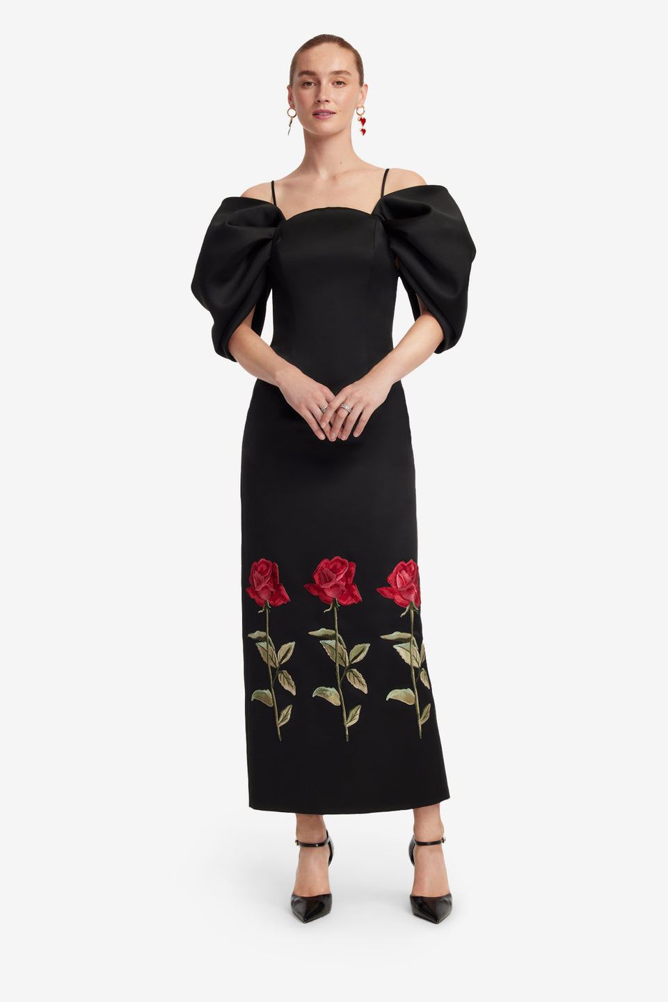 Exclusive LEO LIN Arabella Embroidered Maxi Dress - Ebony