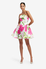 Reese Bustier Mini Dress - Floral Pear Print Dress Mini