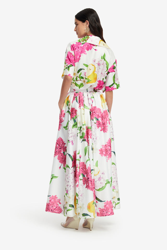 Exclusive LEO LIN Casey Silk Button Shirt - Floral Pear Print