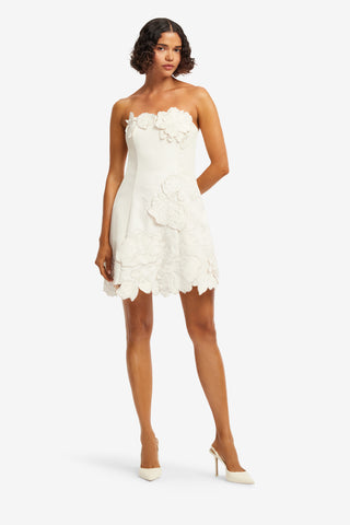 Exclusive LEO LIN Ayla Appliqué Bustier Mini Dress - Vanilla