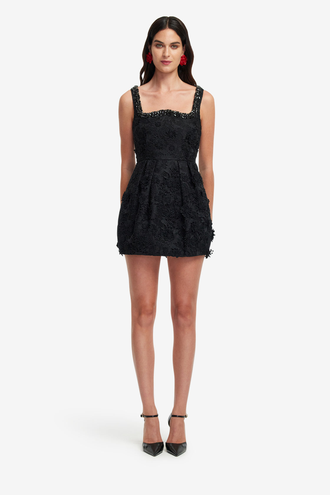 Exclusive LEO LIN Piper Lace Mini Dress - Ebony