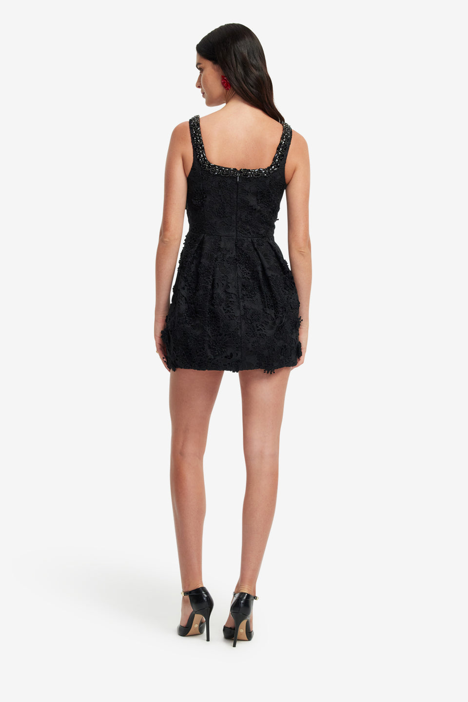 Exclusive LEO LIN Piper Lace Mini Dress - Ebony