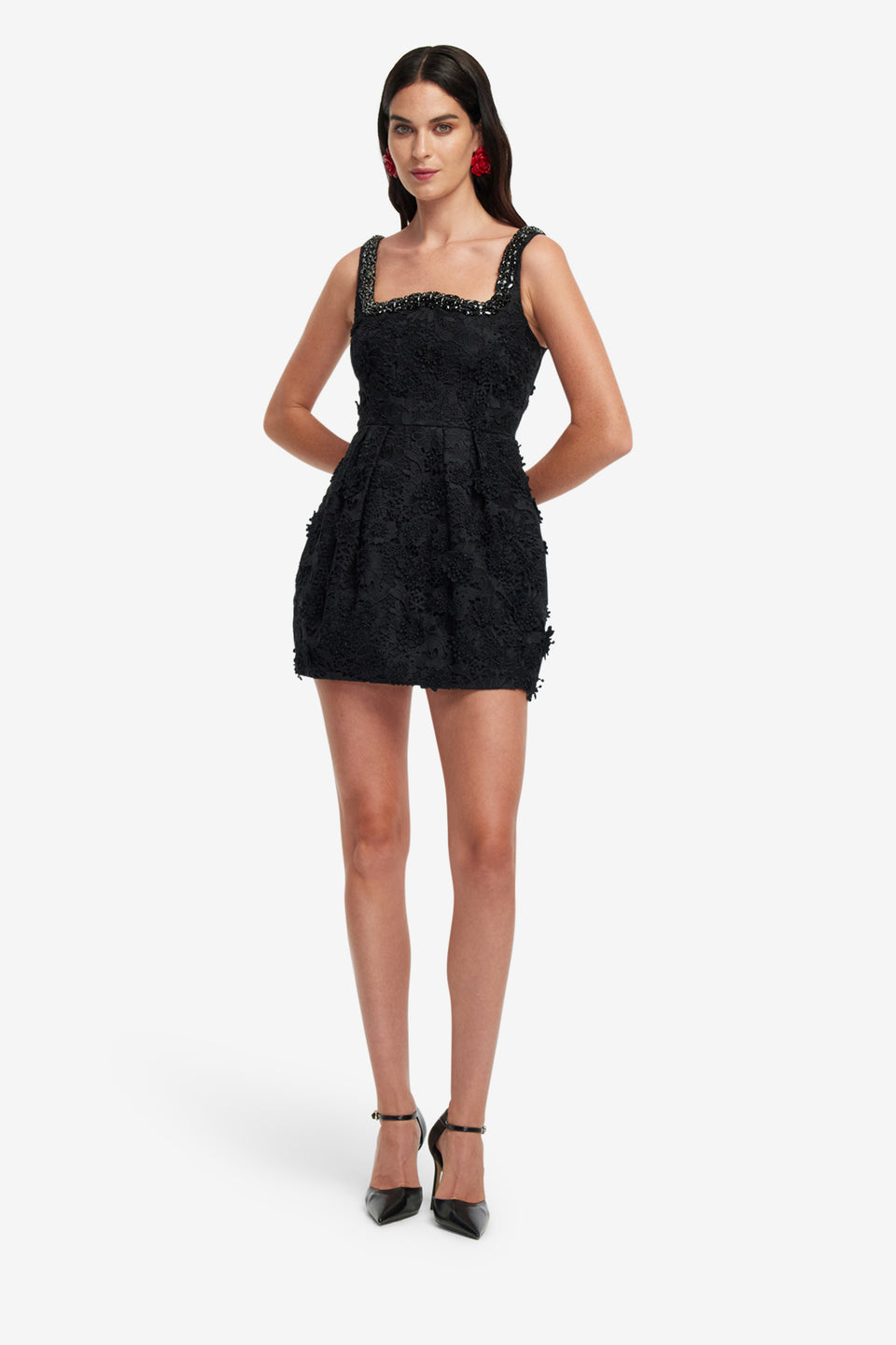 Exclusive LEO LIN Piper Lace Mini Dress - Ebony