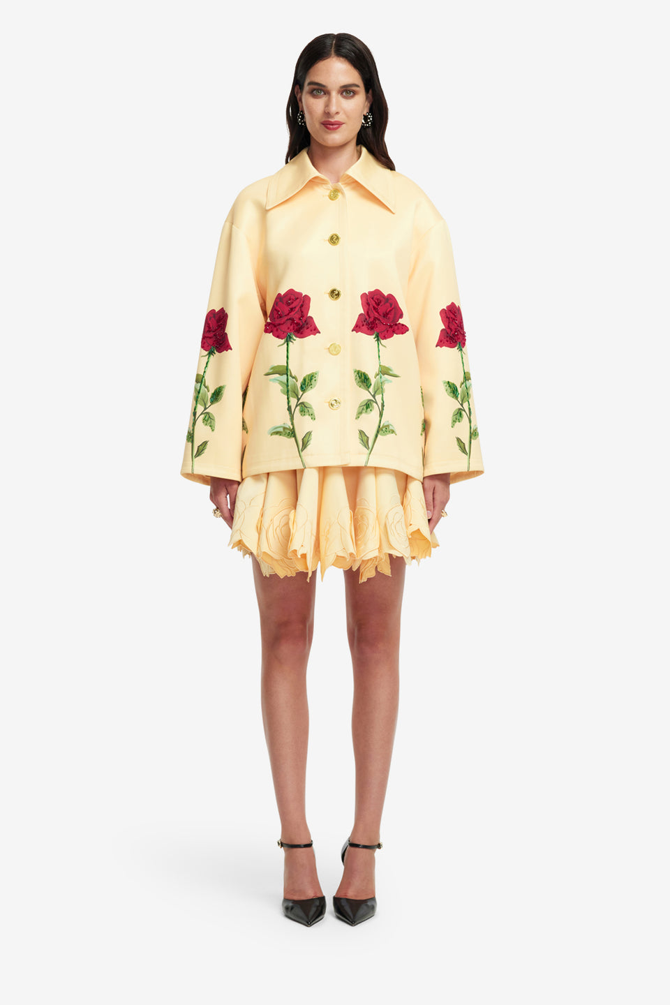 Exclusive LEO LIN Leyna Embellished Rose Jacket - Butter