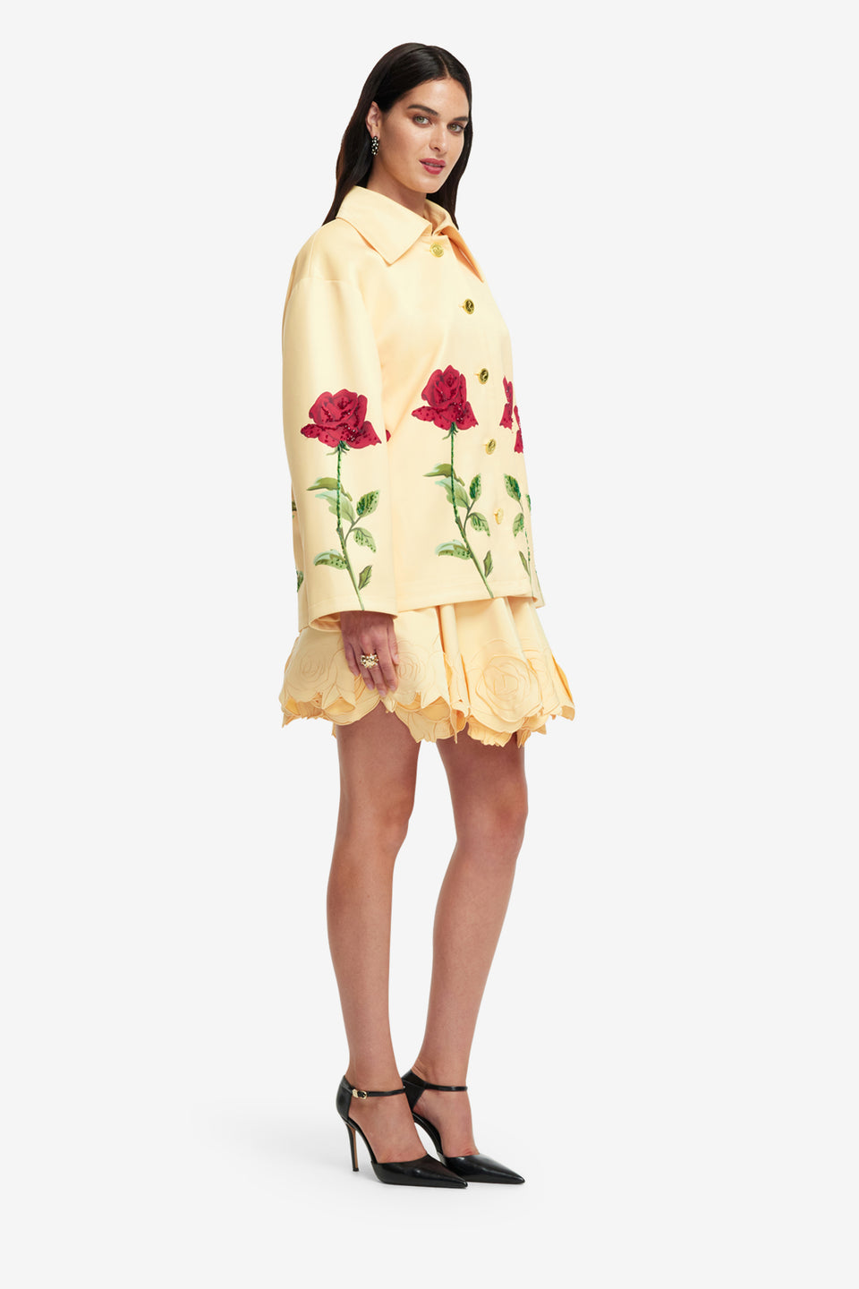 Exclusive LEO LIN Leyna Embellished Rose Jacket - Butter