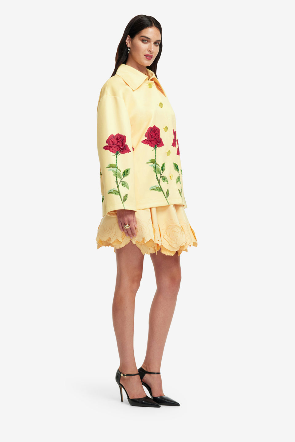 Exclusive LEO LIN Leyna Embellished Rose Jacket - Butter