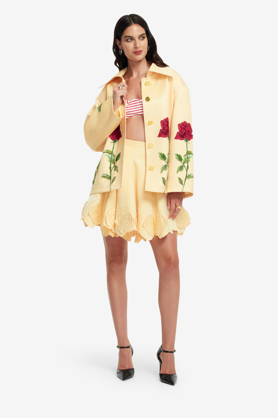 Exclusive LEO LIN Leyna Embellished Rose Jacket - Butter