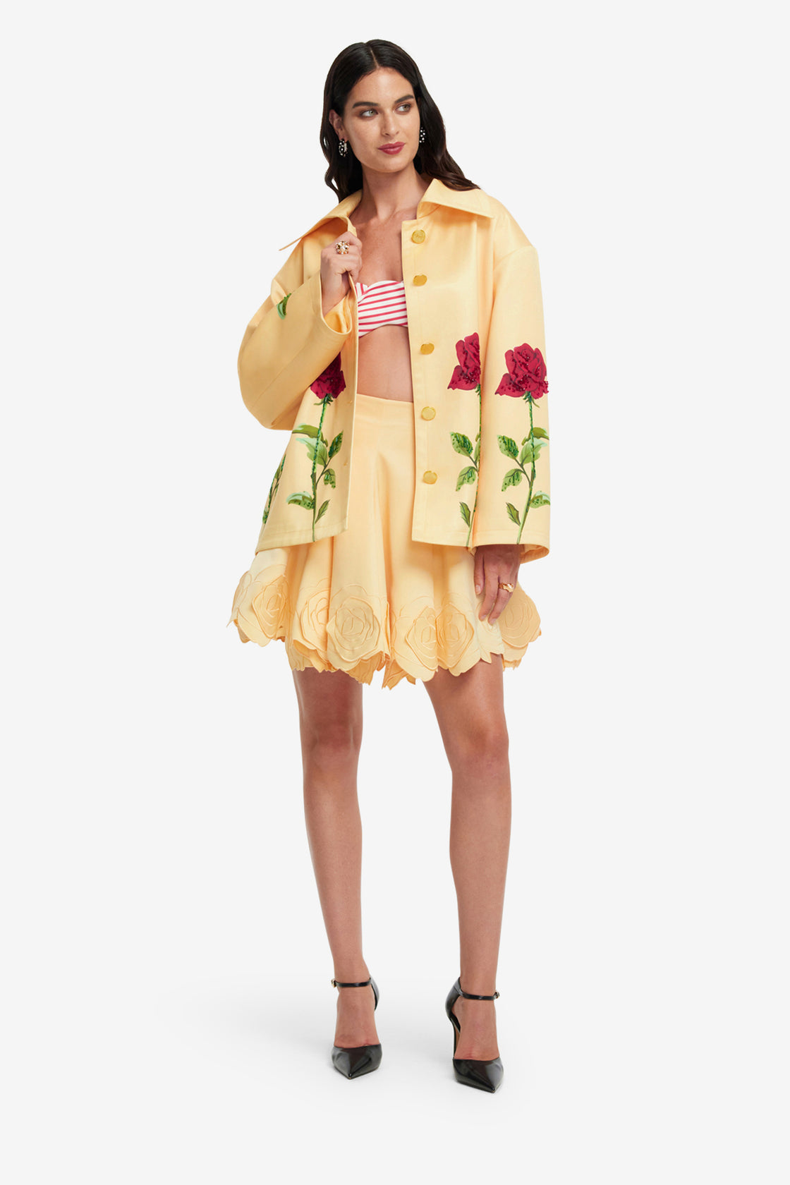 Exclusive LEO LIN Leyna Embellished Rose Jacket - Butter