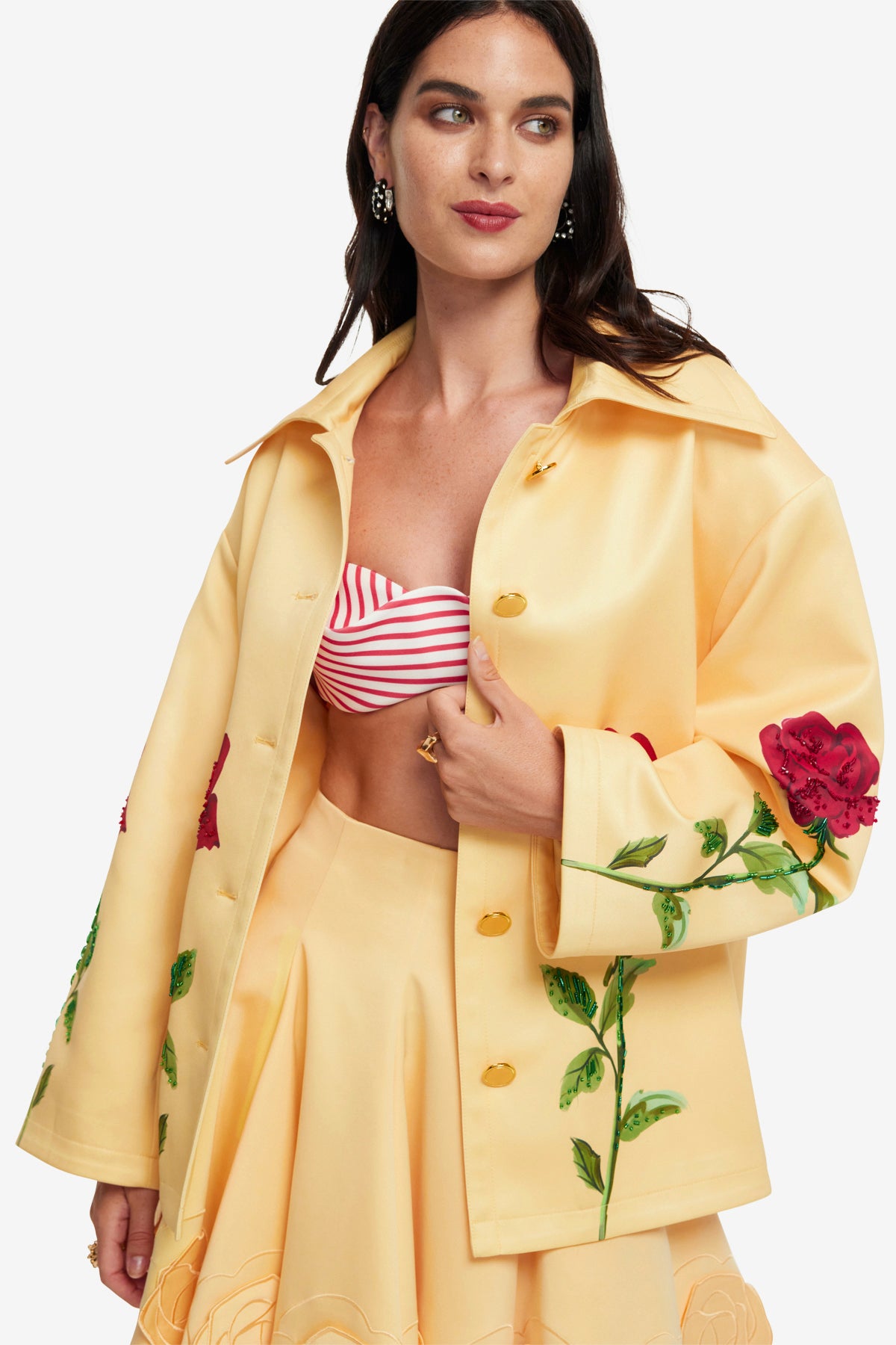 Leyna Embellished Rose Jacket - Butter – LEO LIN