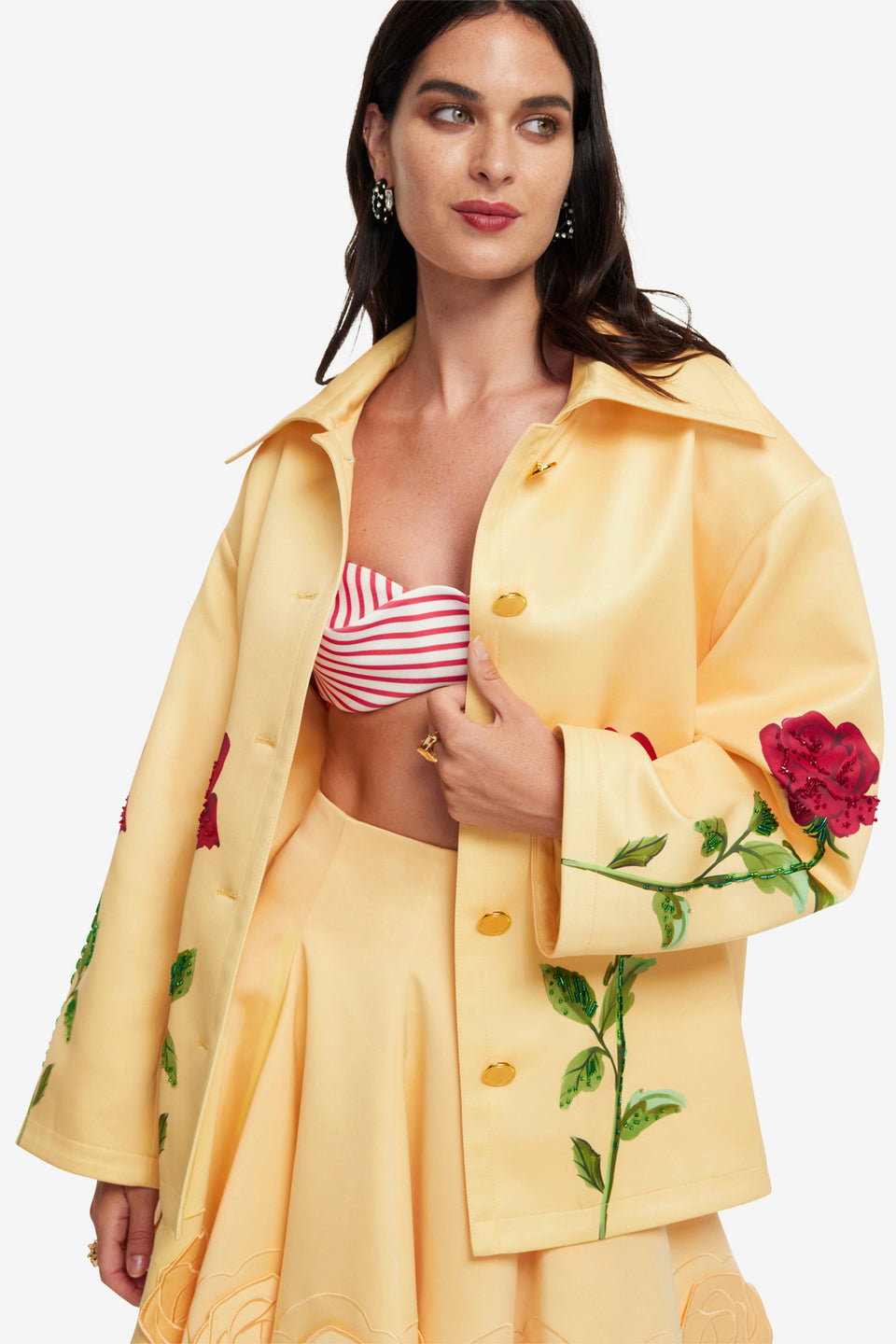 Exclusive LEO LIN Leyna Embellished Rose Jacket - Butter