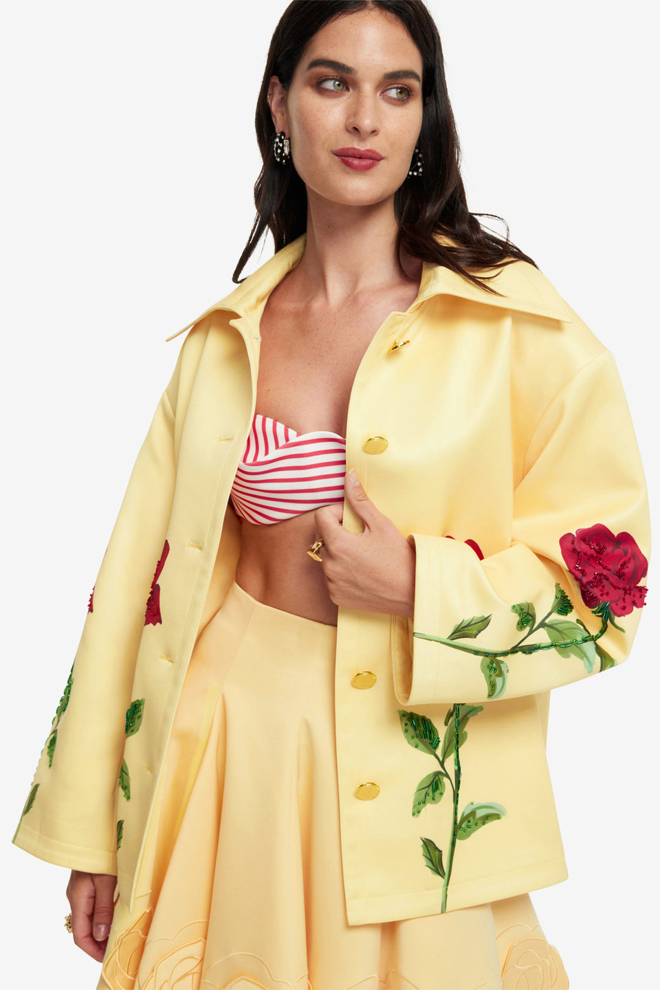 Exclusive LEO LIN Leyna Embellished Rose Jacket - Butter