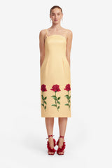 Polina Embellished Rose Midi Dress - Butter Dress Midi