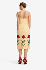 Polina Embellished Rose Midi Dress - Butter Dress Midi