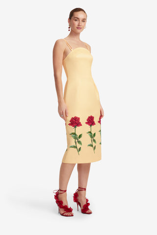 Exclusive LEO LIN Polina Embellished Rose Midi Dress - Butter