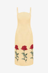 Polina Embellished Rose Midi Dress - Butter Dress Midi