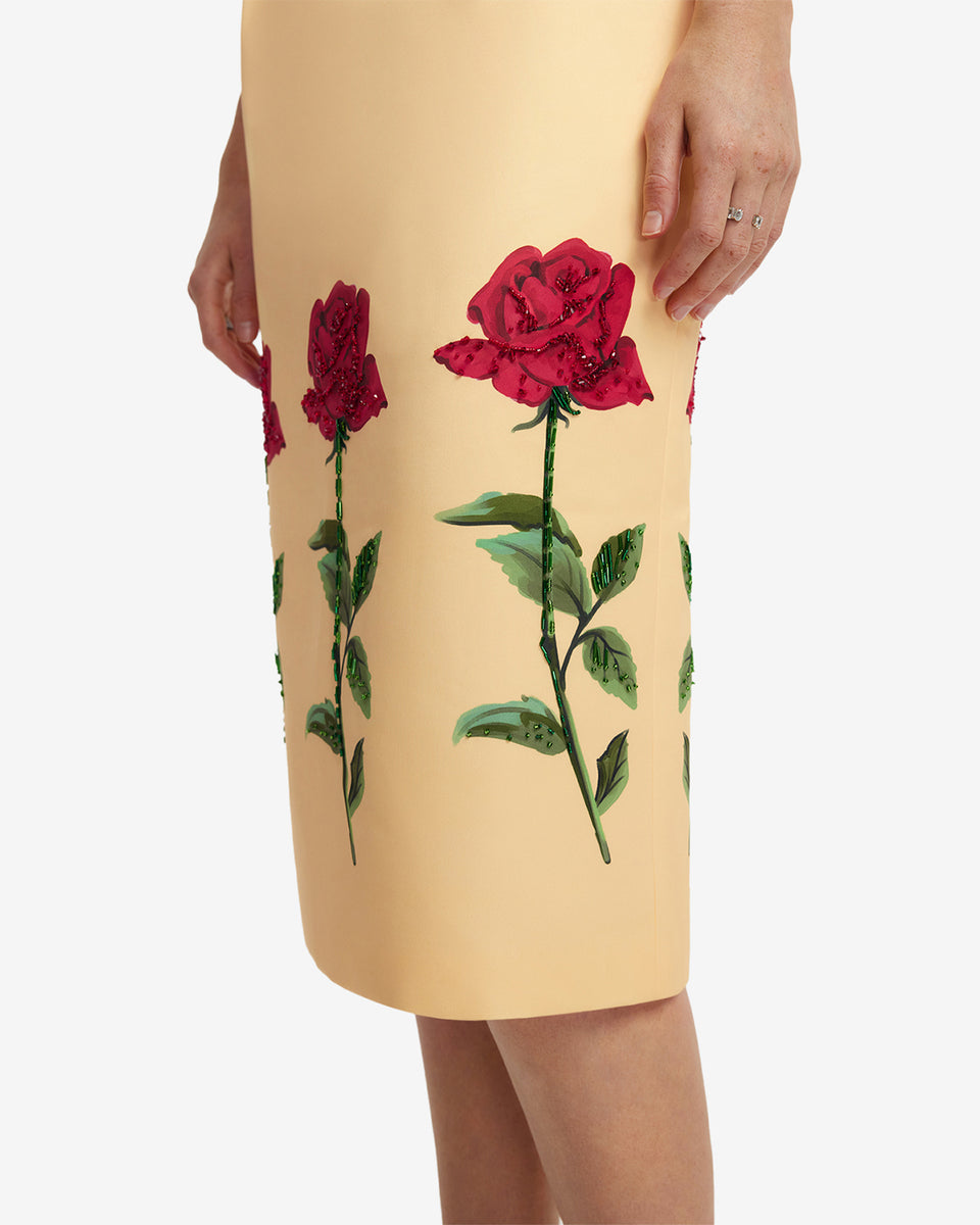 Exclusive LEO LIN Polina Embellished Rose Midi Dress - Butter