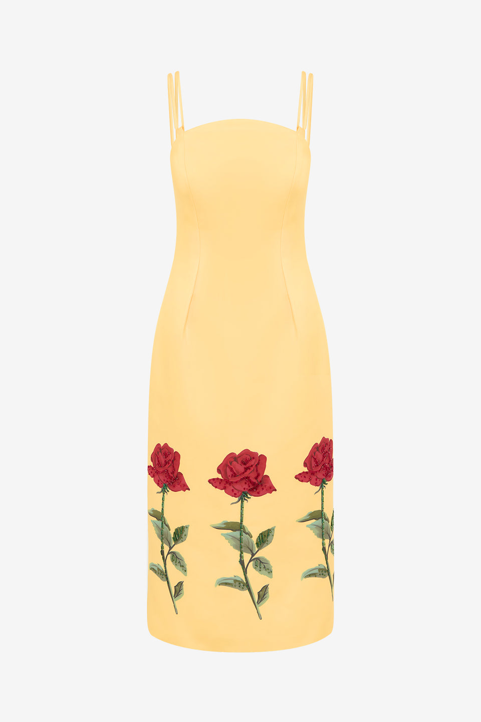 Exclusive LEO LIN Polina Embellished Rose Midi Dress - Butter