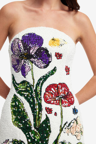 Exclusive LEO LIN Rosario Beaded Bustier Mini Dress - Wildflowers