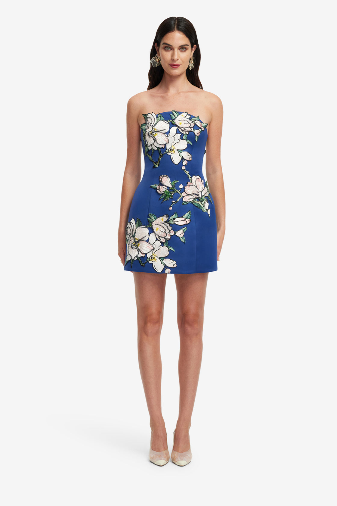 Zaria Appliqu Floral Bustier Mini Dress - Midnight Blue LEO LIN Zaria Appliqu Floral Bustier Mini Dress - Midnight Blue LEO LIN