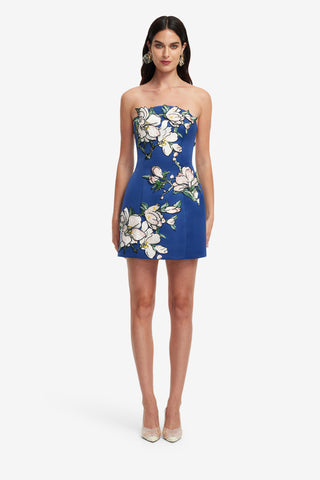Exclusive LEO LIN Zaria Applique Floral Bustier Mini Dress - Midnight Blue