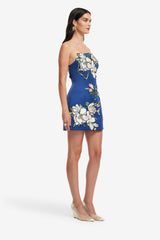 Zaria Appliqué Floral Bustier Mini Dress - Midnight Blue Dress Mini