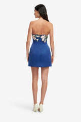 Zaria Appliqué Floral Bustier Mini Dress - Midnight Blue Dress Mini