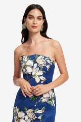 Zaria Appliqué Floral Bustier Mini Dress - Midnight Blue Dress Mini
