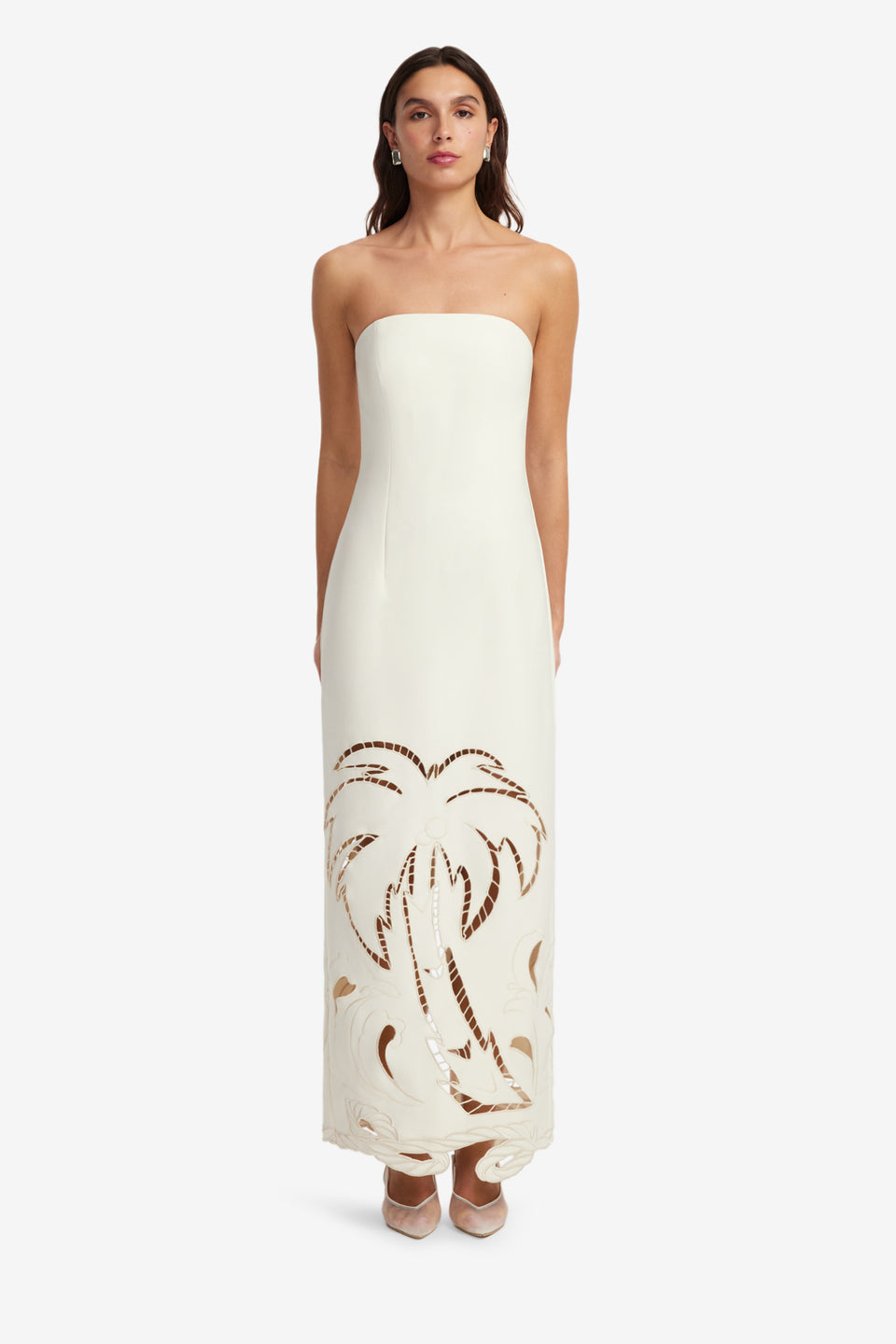Exclusive LEO LIN Ava Applique Bustier Maxi Dress - Vanilla