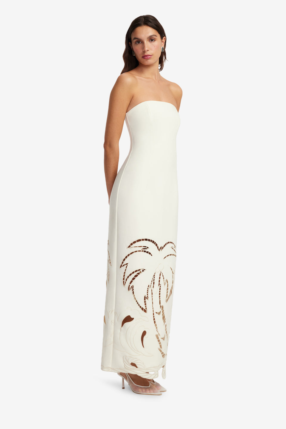 Exclusive LEO LIN Ava Applique Bustier Maxi Dress - Vanilla