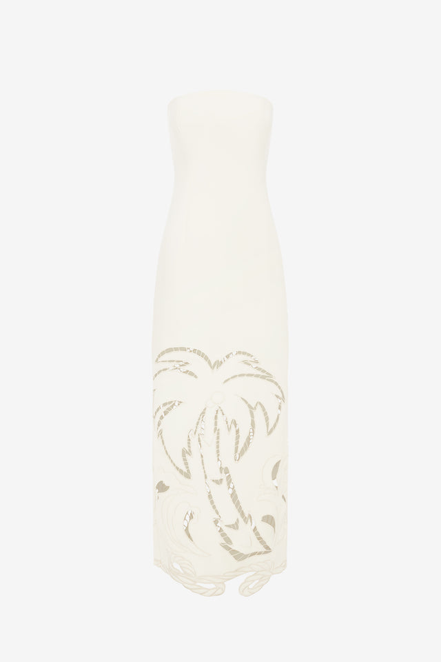 Exclusive LEO LIN Ava Applique Bustier Maxi Dress - Vanilla