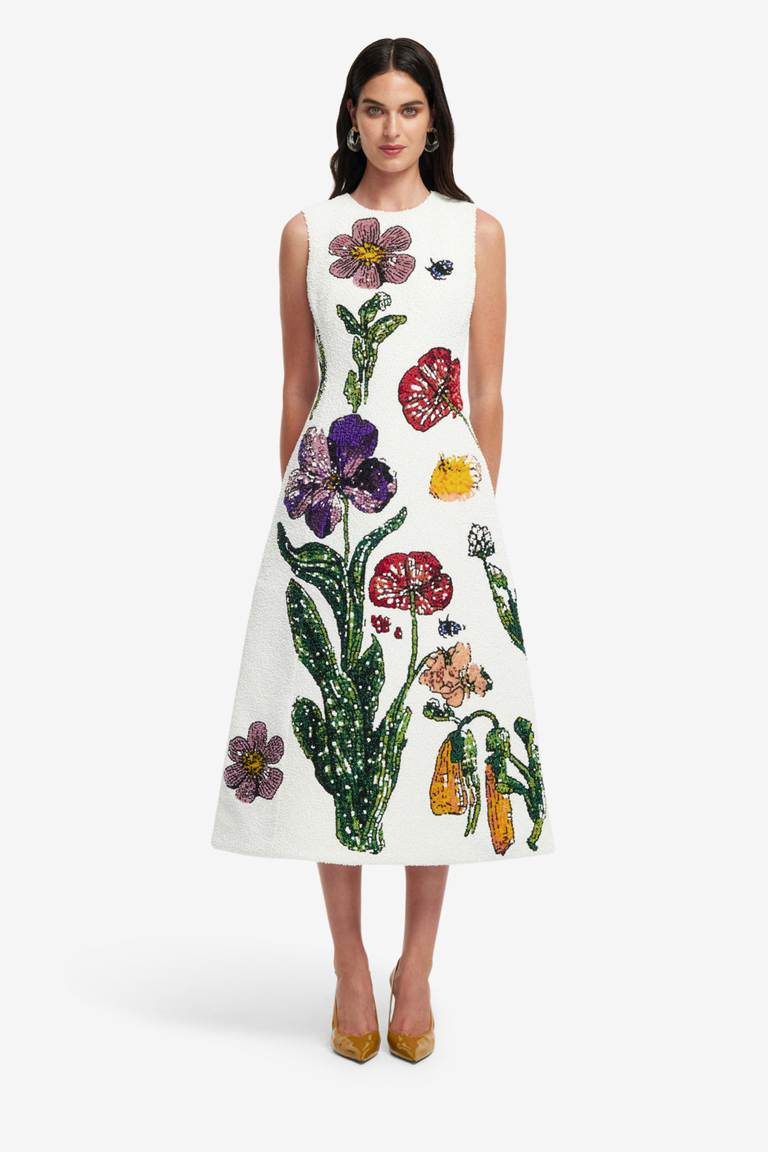 Exclusive LEO LION Cleo Beaded Midi Dress - Wildflowers