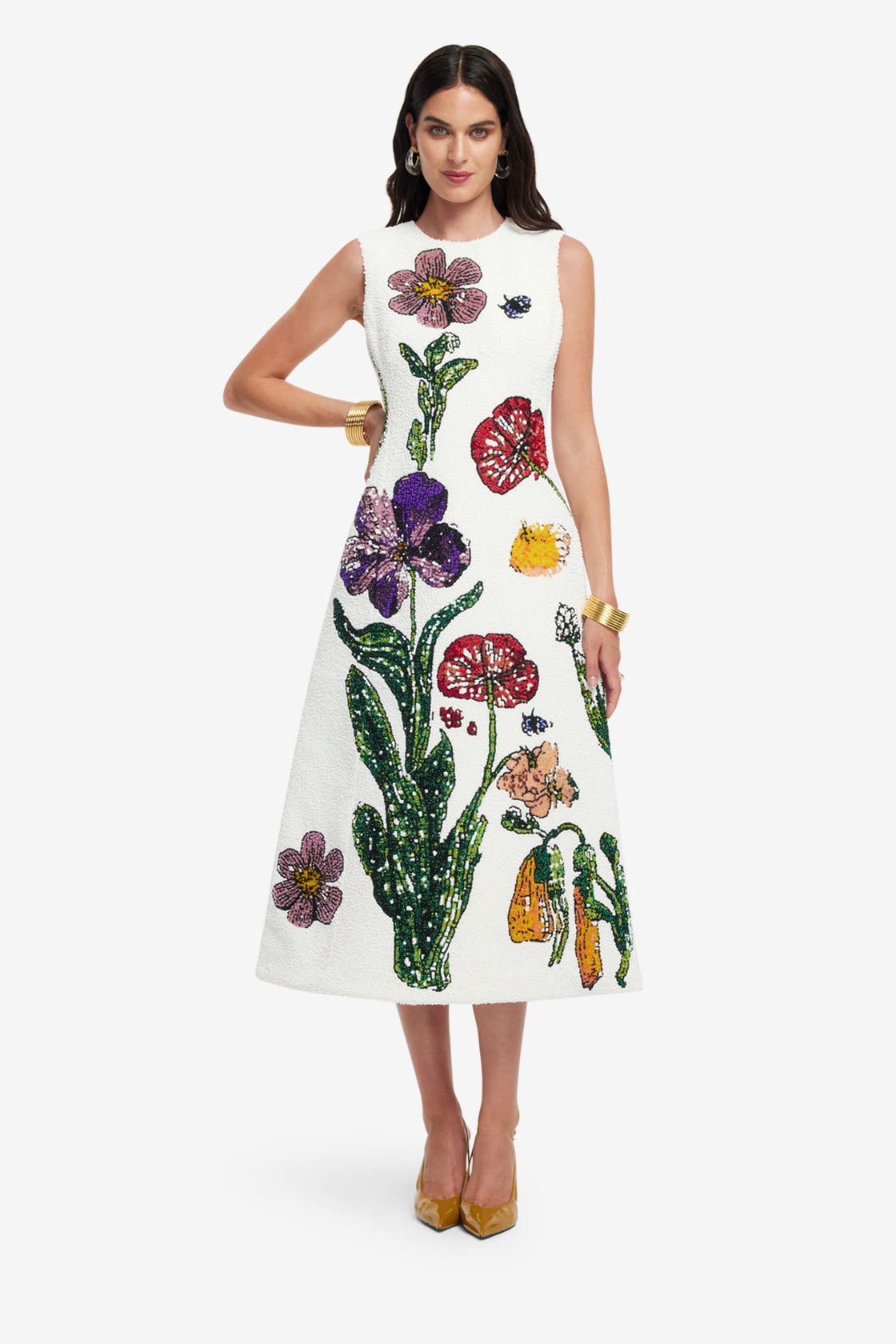 Exclusive LEO LION Cleo Beaded Midi Dress - Wildflowers