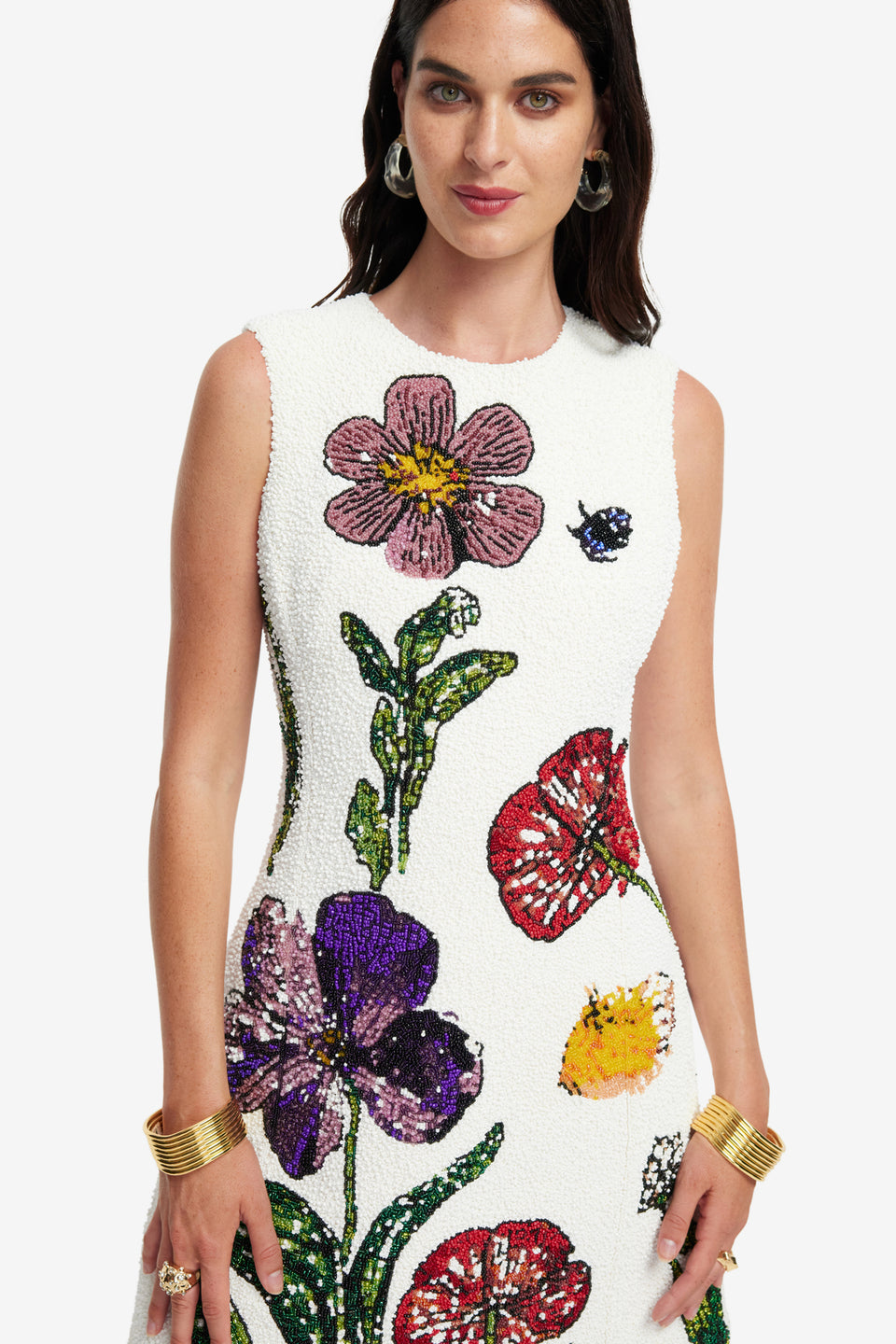 Exclusive LEO LION Cleo Beaded Midi Dress - Wildflowers