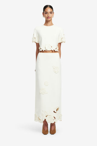 Exclusive LEO LIN Kyra Applique Maxi Skirt - Vanilla