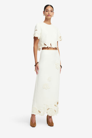 Exclusive LEO LIN Kyra Applique Maxi Skirt - Vanilla