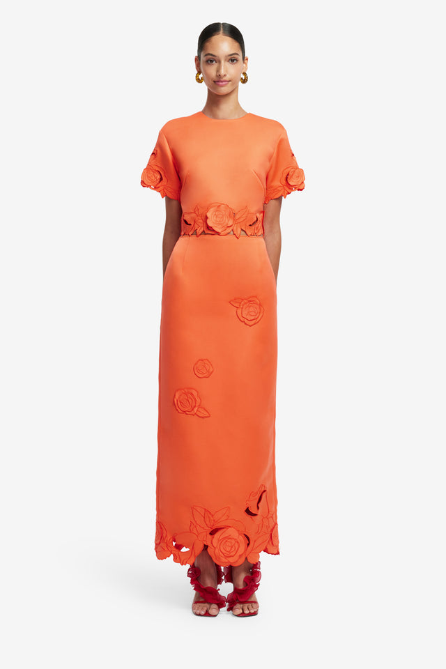 Exclusive LEO LIN Kyra Applique Maxi Skirt - Saffron