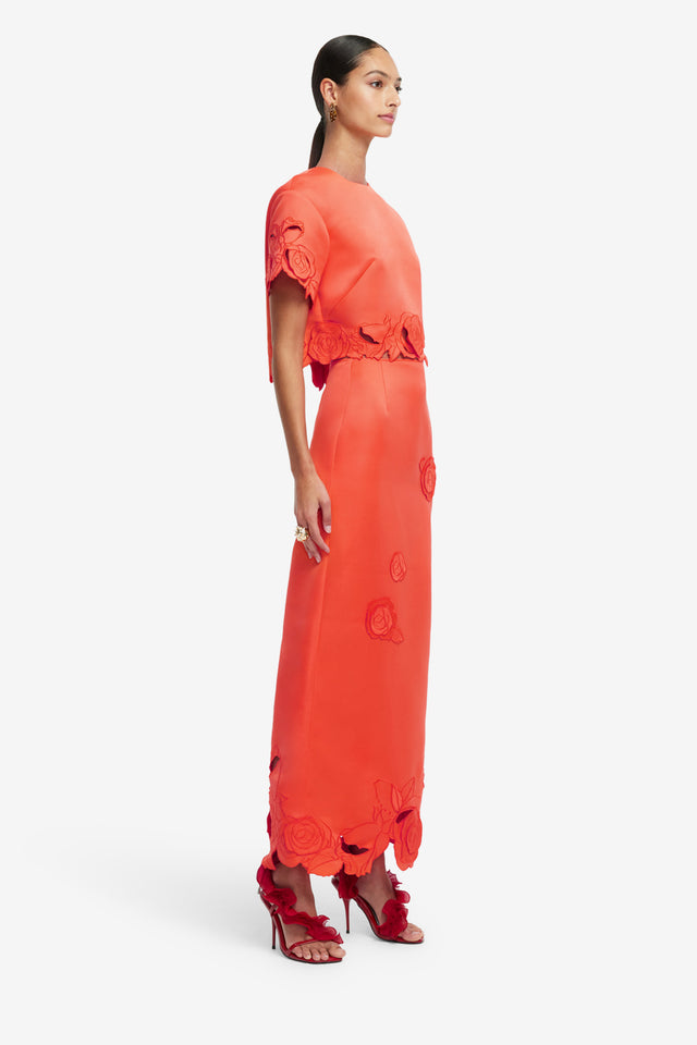 Exclusive LEO LIN Kyra Applique Maxi Skirt - Saffron
