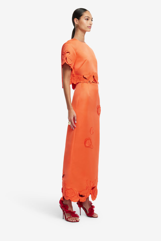 Exclusive LEO LIN Kyra Applique Maxi Skirt - Saffron