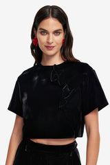 Indie Velvet Sleeve Top - Ebony Tops