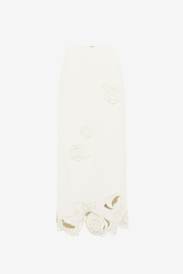 Exclusive LEO LIN Kyra Applique Maxi Skirt - Vanilla