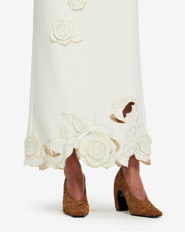 Exclusive LEO LIN Kyra Applique Maxi Skirt - Vanilla