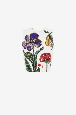 Exclusive LEO LIN Iris Beaded Top - Wildflowers